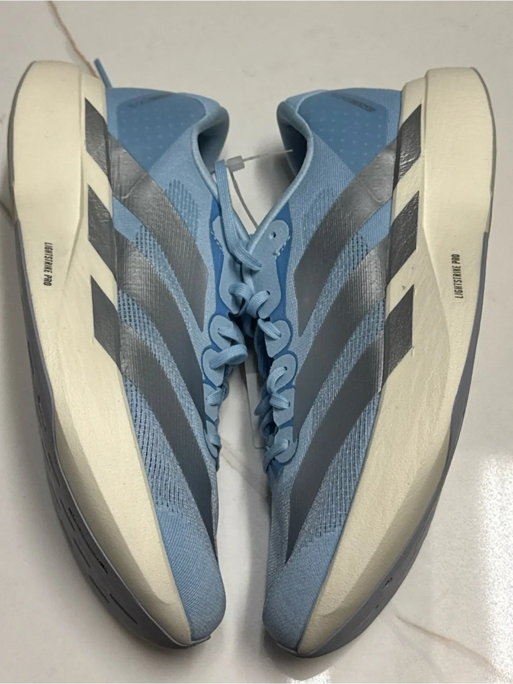 Adidas Women's Adizero Evo SL 'Glow Blue Silver Metallic' JS4453 size 9.5